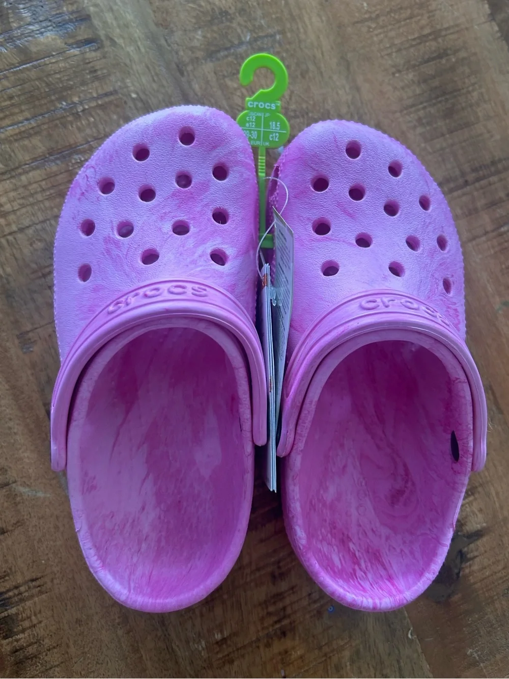 Crocs Kids Classic Clog - Pink Marble, Sz 12